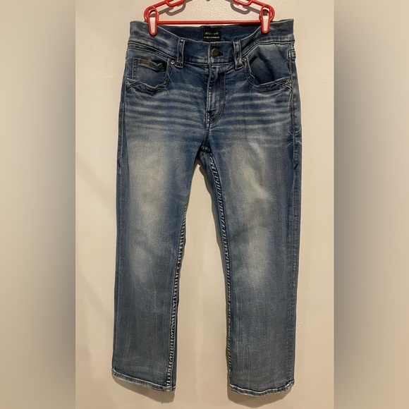 Buckle Black Jeans Men’s Size 32x30 Fit No 9 Straight Leg Whiskered Thick Stitch - Picture 2 of 15